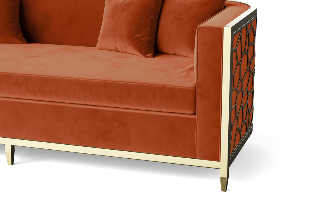 Carrara 4 Seater Sofa Orange Velvet