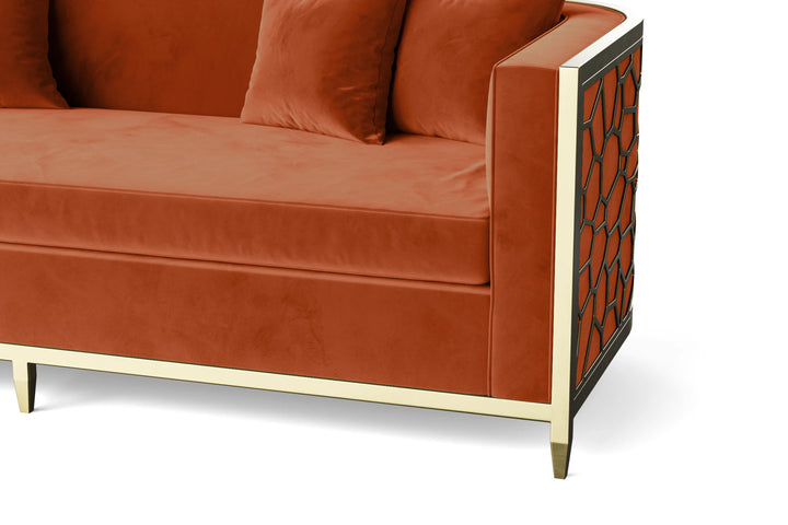 Carrara 4 Seater Sofa Orange Velvet