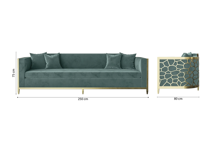 Carrara 4 Seater Sofa Teal Velvet