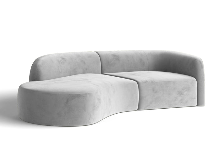 Caserta 3 Seater Left Hand Facing Chaise Lounge Corner Sofa White Velvet