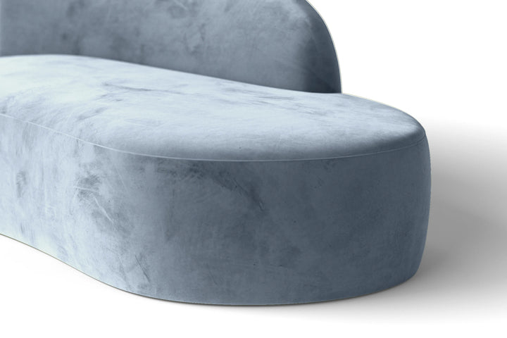 Caserta 4 Seater Right Hand Facing Chaise Lounge Corner Sofa Baby Blue Velvet