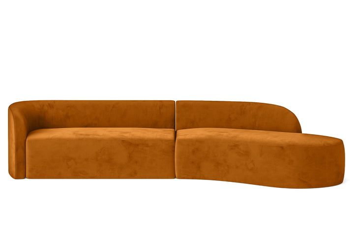 Caserta 4 Seater Right Hand Facing Chaise Lounge Corner Sofa Gold Velvet