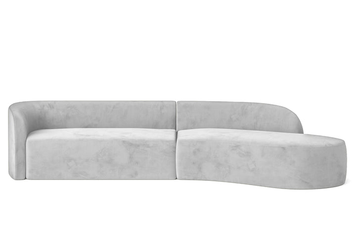 Caserta 4 Seater Right Hand Facing Chaise Lounge Corner Sofa White Velvet