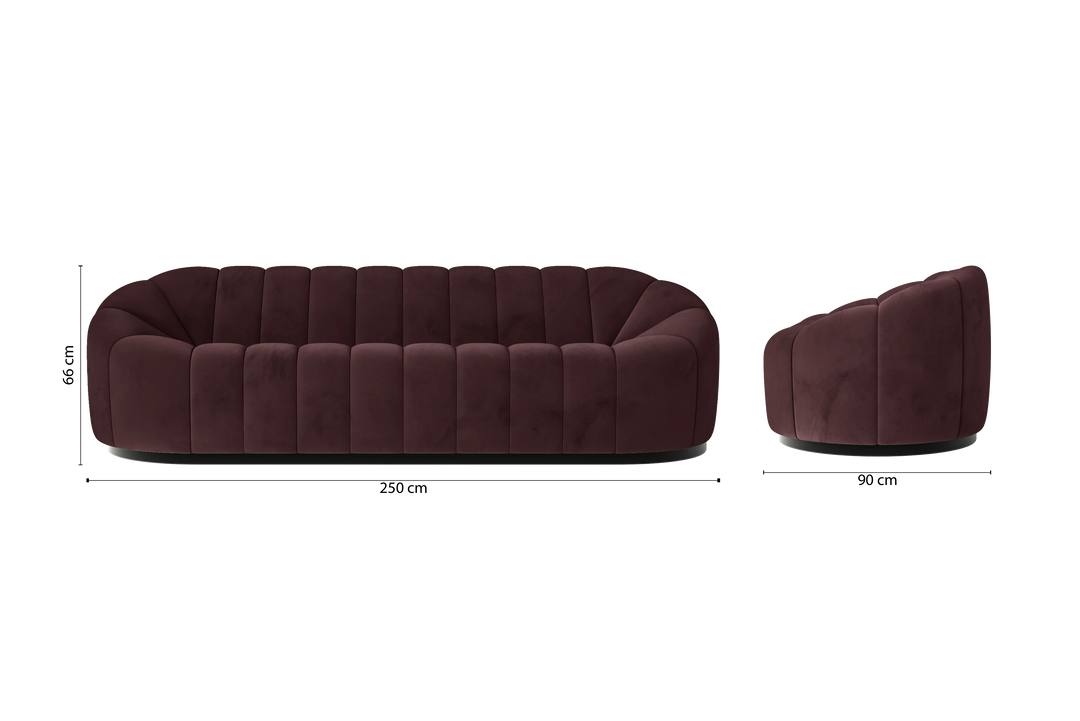 Columbia 4 Seater Sofa Grape Velvet