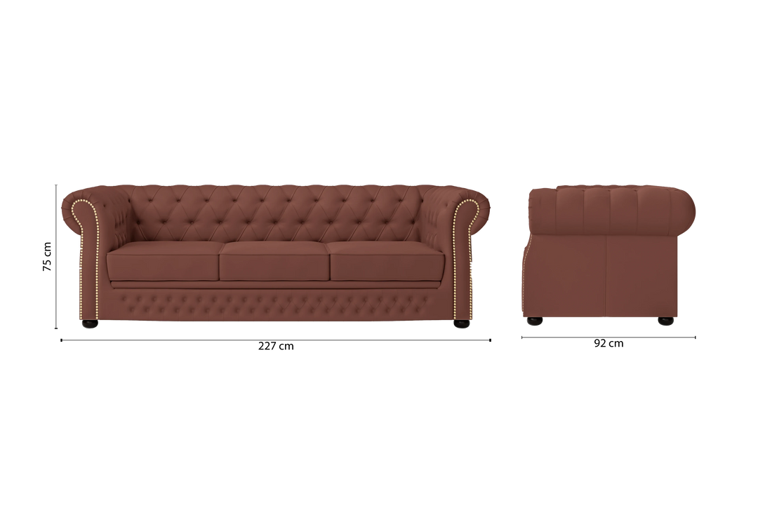 Cuneo 3 Seater Sofa Mauve Leather