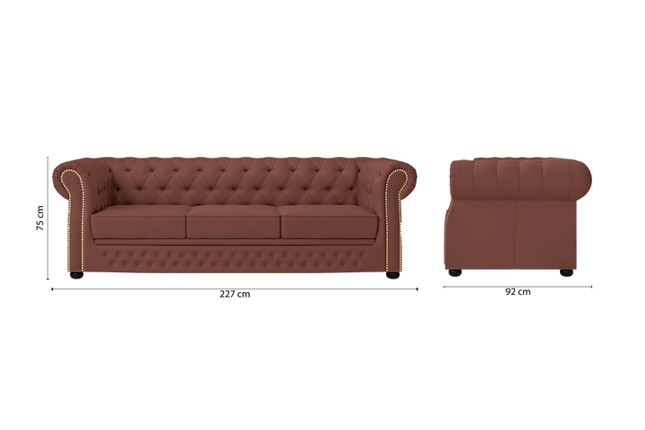 Cuneo 3 Seater Sofa Mauve Leather
