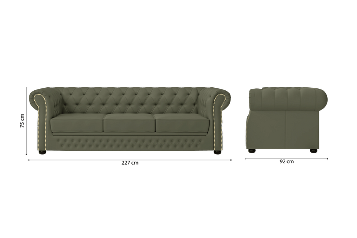 Cuneo 3 Seater Sofa Sage Leather