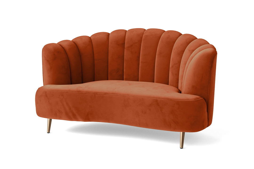 Elena 2 Seater Sofa Orange Velvet
