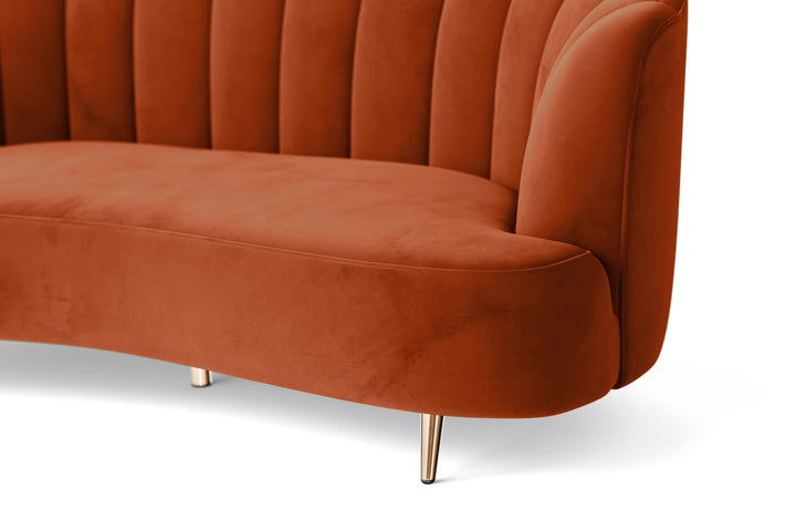 Elena 2 Seater Sofa Orange Velvet