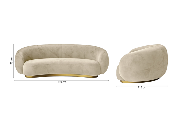 Elkton 3 Seater Sofa Cream Velvet