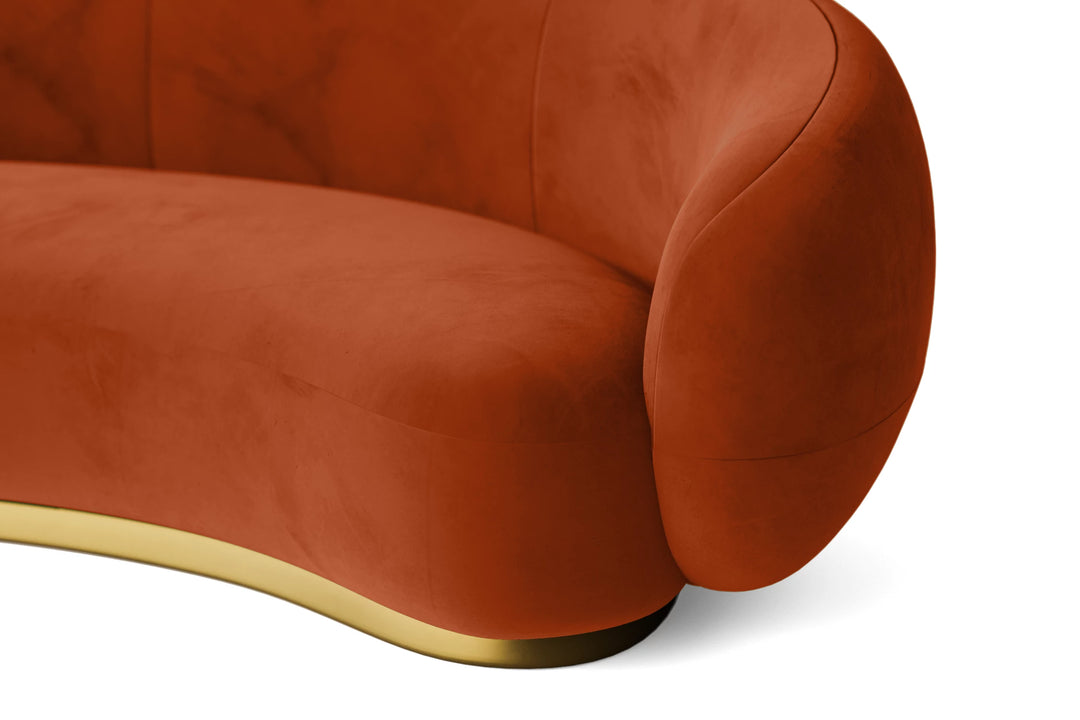 Elkton 3 Seater Sofa Orange Velvet