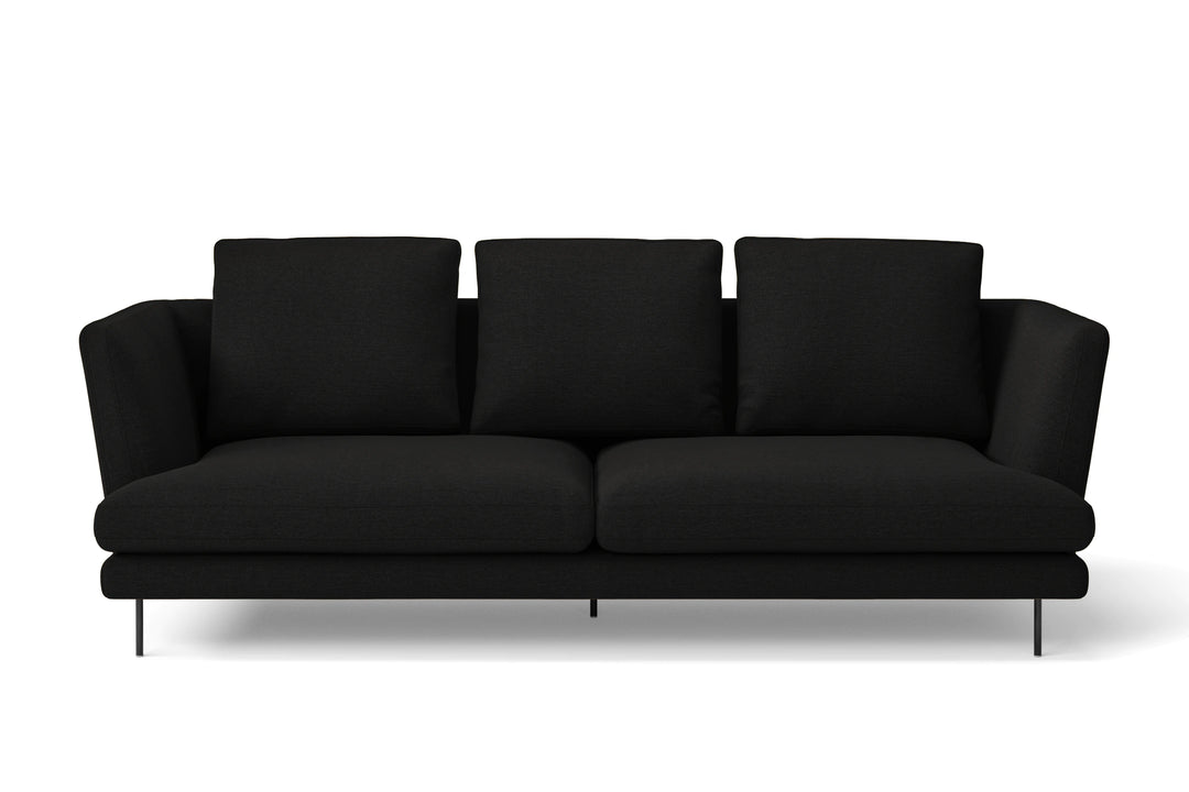 Faenza 3 Seater Sofa Black Linen Fabric