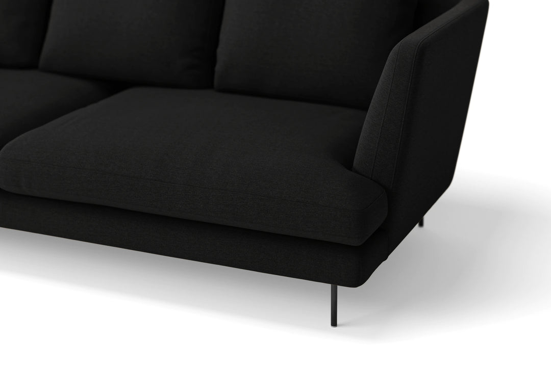 Faenza 3 Seater Sofa Black Linen Fabric