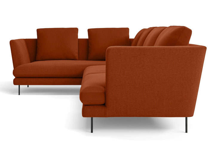 Faenza 4 Seater Left Hand Facing Chaise Lounge Corner Sofa Orange Linen Fabric