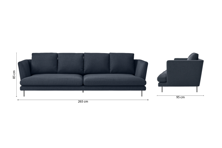 Faenza 4 Seater Sofa Dark Blue Linen Fabric