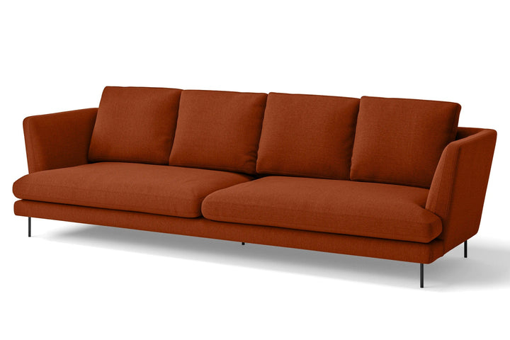 Faenza 4 Seater Sofa Orange Linen Fabric