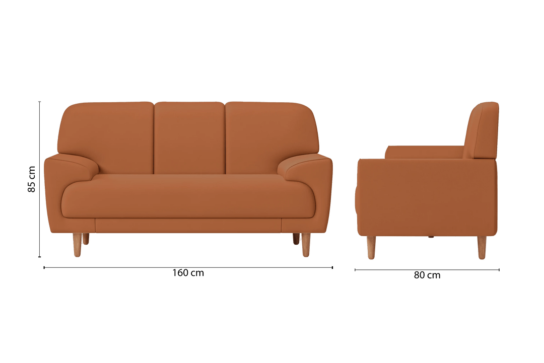 Ferrara 2 Seater Sofa Tan Brown Leather