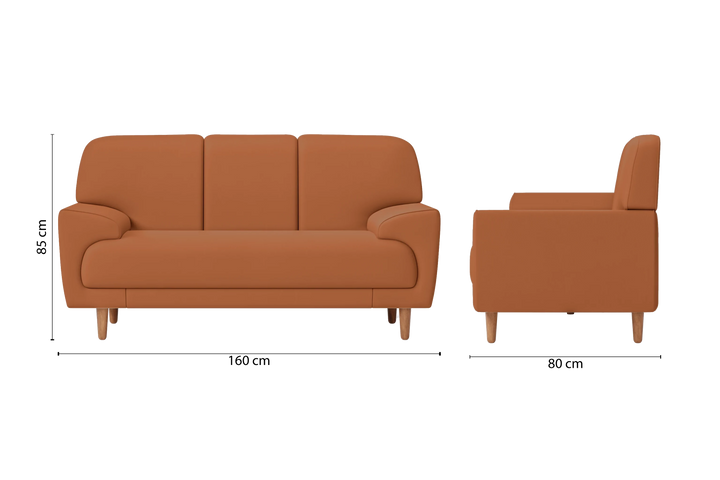 Ferrara 2 Seater Sofa Tan Brown Leather