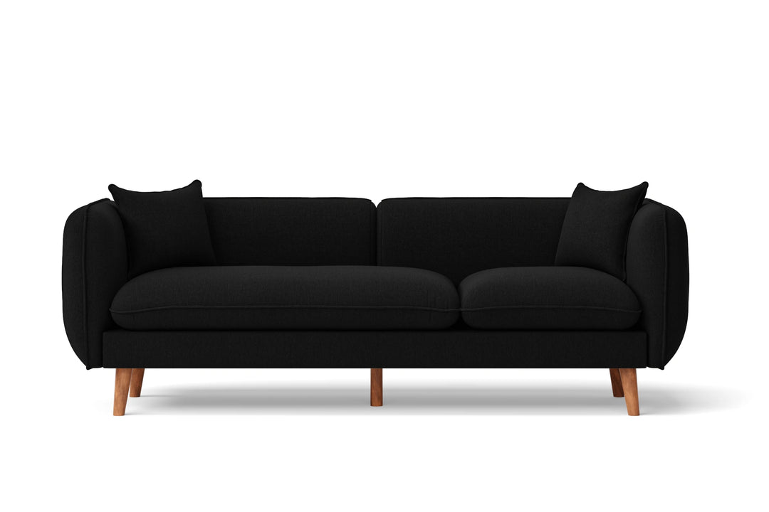 Florence 3 Seater Sofa Black Linen Fabric