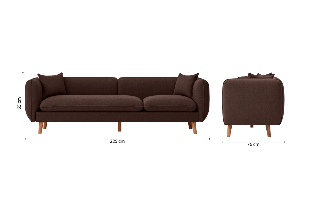 Florence 4 Seater Sofa Coffee Brown Linen Fabric