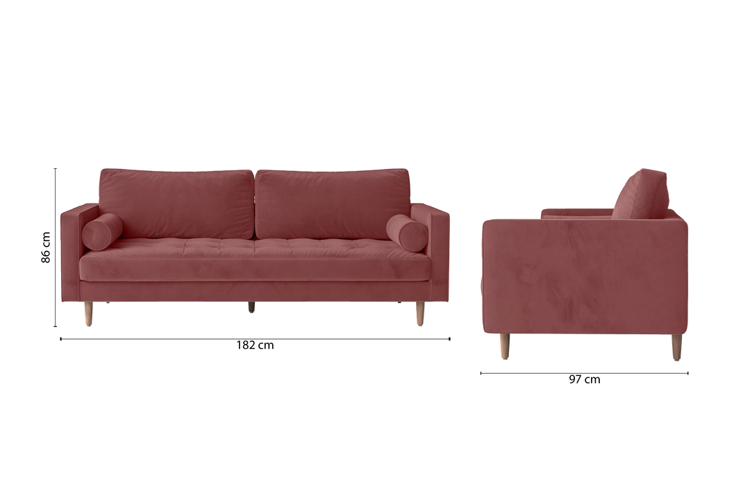 Gela 2 Seater Sofa Pink Velvet