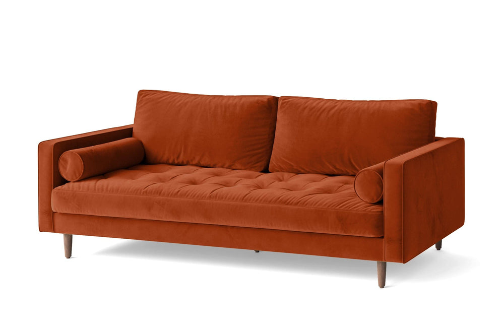 Gela 3 Seater Sofa Orange Velvet