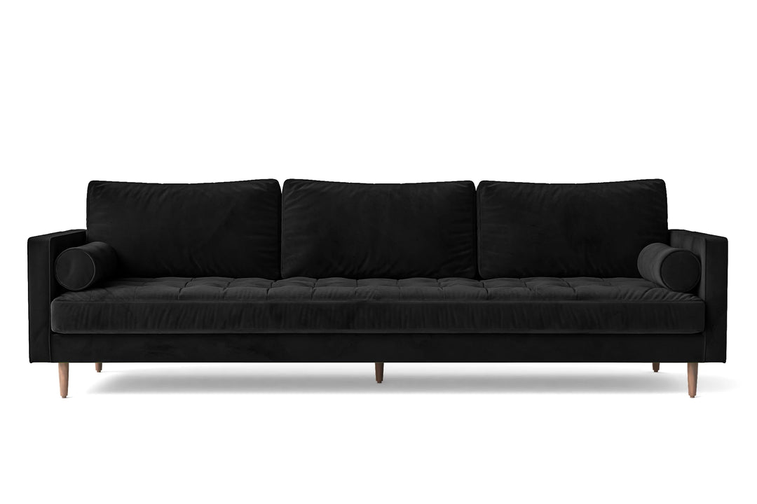 Gela 4 Seater Sofa Black Velvet