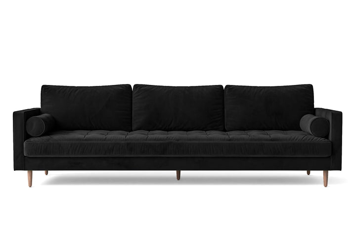 Gela 4 Seater Sofa Black Velvet