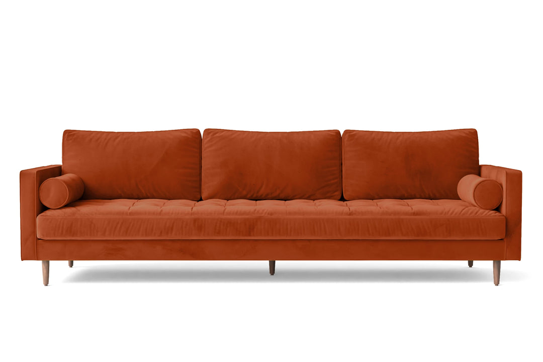 Gela 4 Seater Sofa Orange Velvet