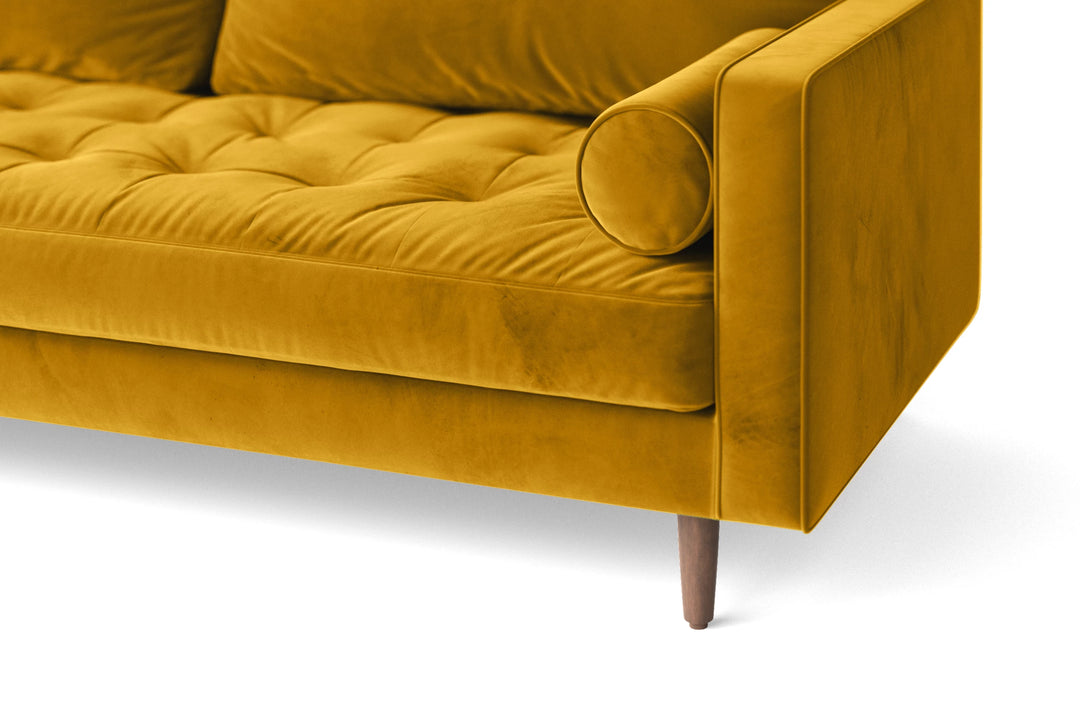 Gela 4 Seater Sofa Yellow Velvet
