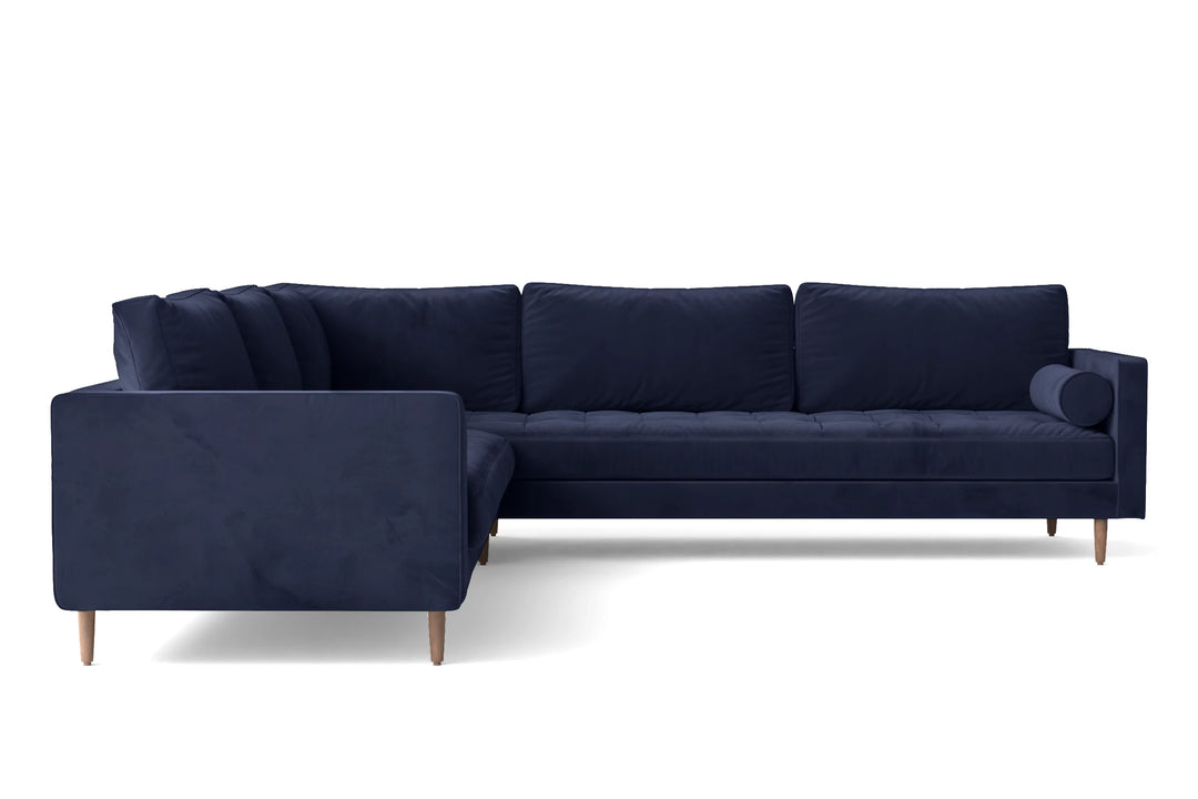 Gela 5 Seater Corner Sofa Dark Blue Velvet