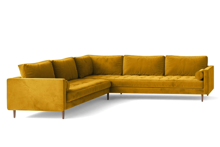 Gela 5 Seater Corner Sofa Yellow Velvet