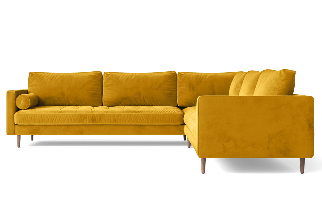 Gela 5 Seater Corner Sofa Yellow Velvet