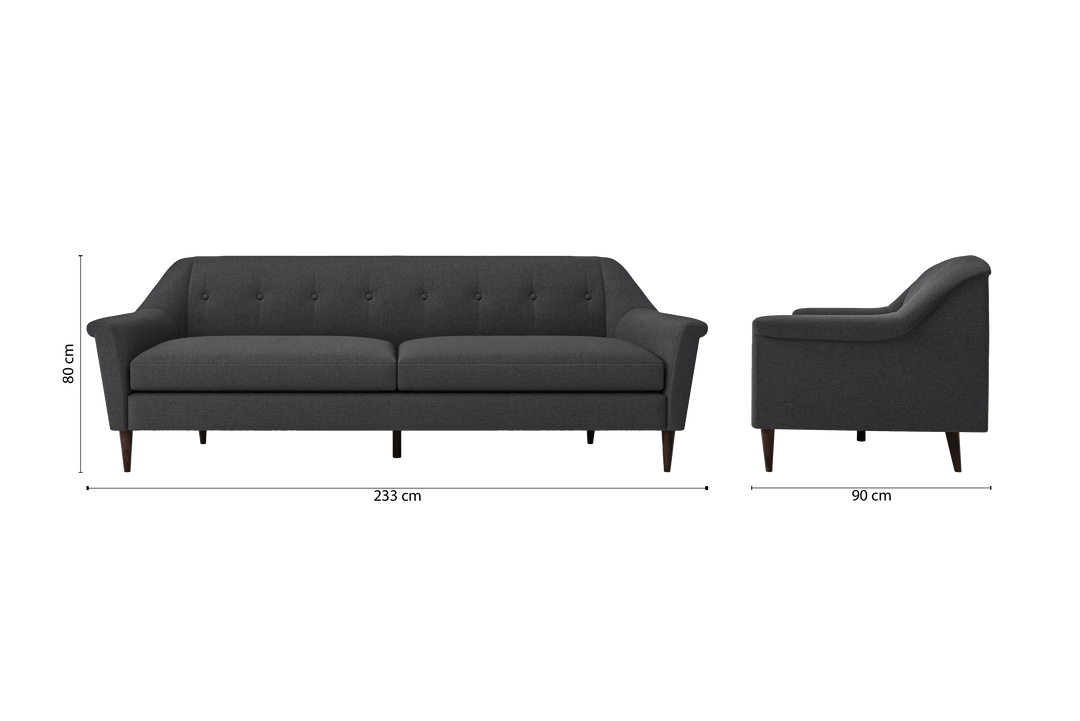 Giovanni 4 Seater Sofa Dark Grey Linen Fabric