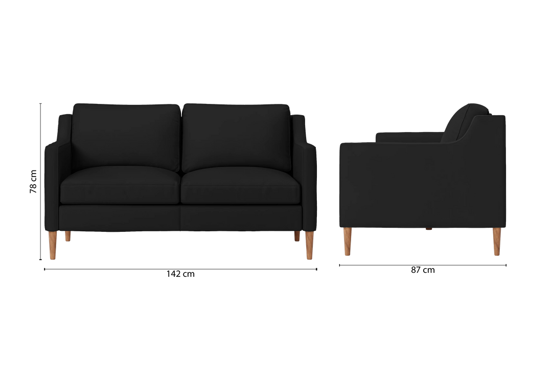 Greco 2 Seater Sofa Black Leather