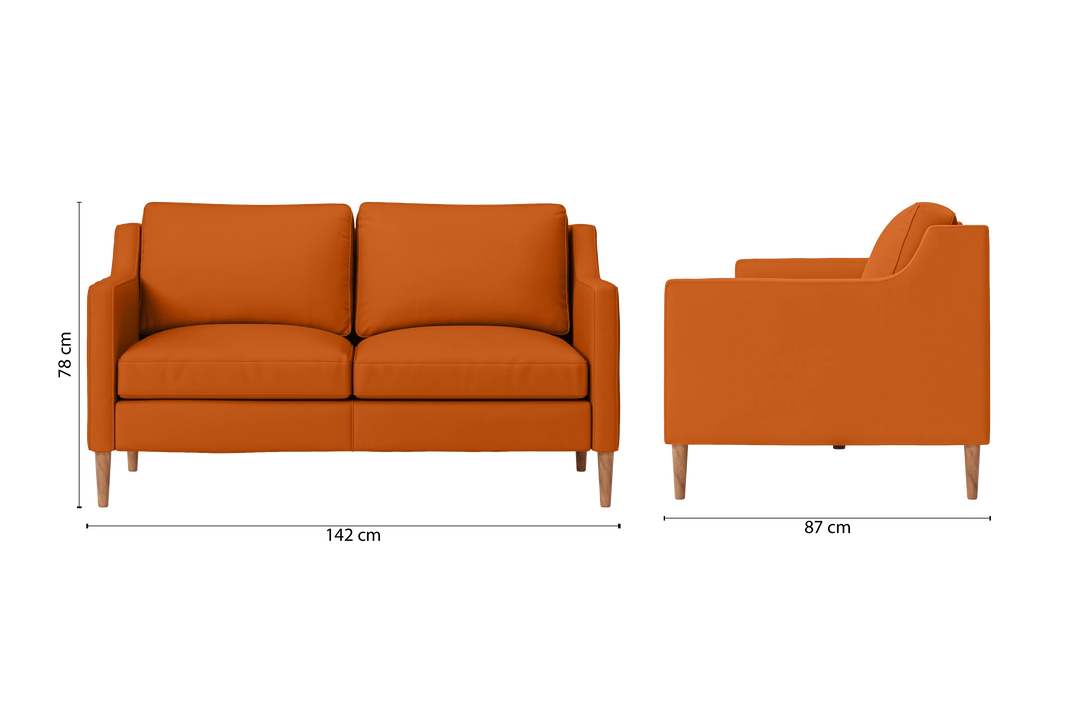 Greco 2 Seater Sofa Orange Leather