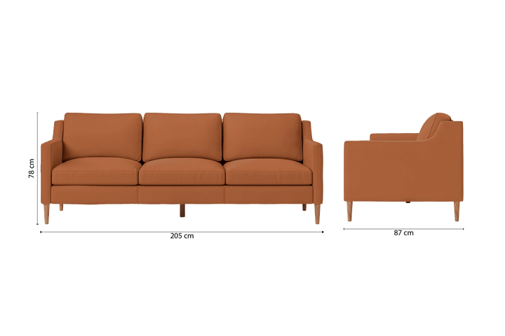 Greco 3 Seater Sofa Tan Brown Leather