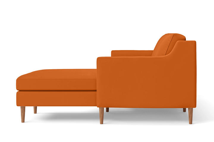 Greco 3 Seater Right Hand Facing Chaise Lounge Corner Sofa Orange Leather