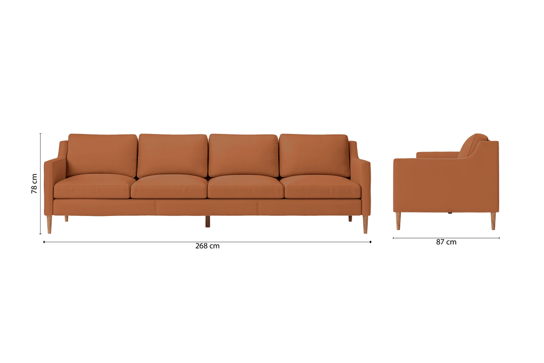 Greco 4 Seater Sofa Tan Brown Leather
