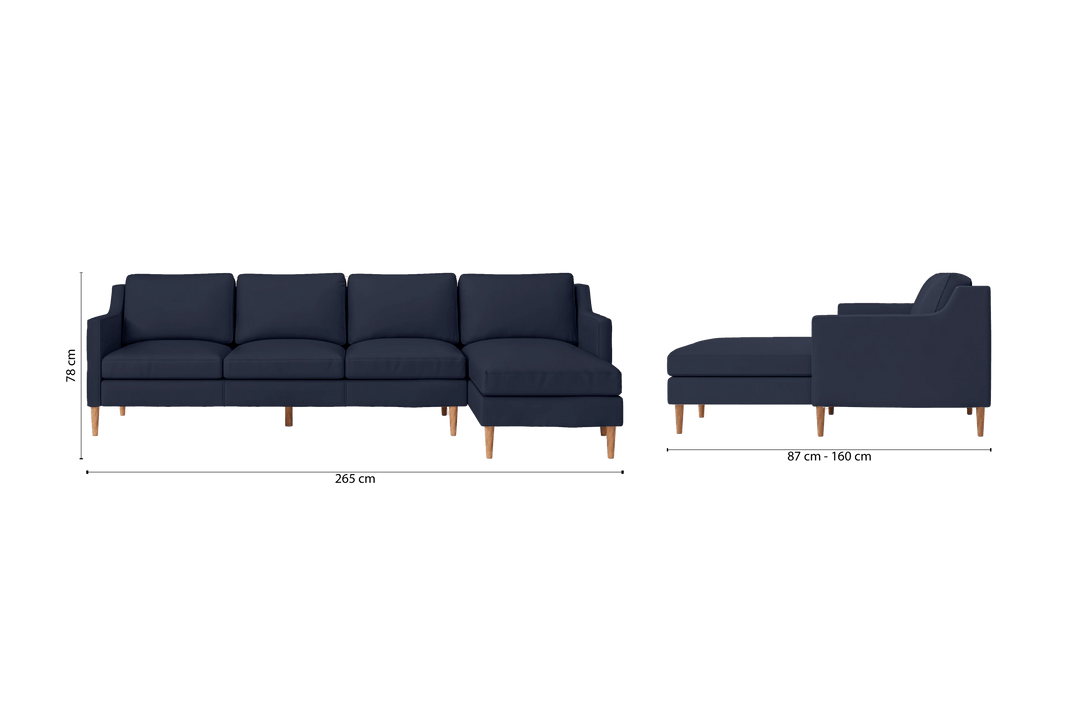 Greco 4 Seater Right Hand Facing Chaise Lounge Corner Sofa Spruce Leather