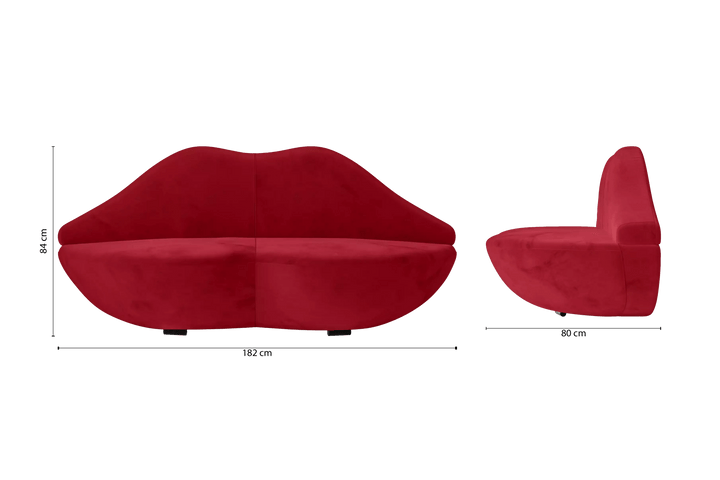 Grosseto 3 Seater Sofa Red Velvet