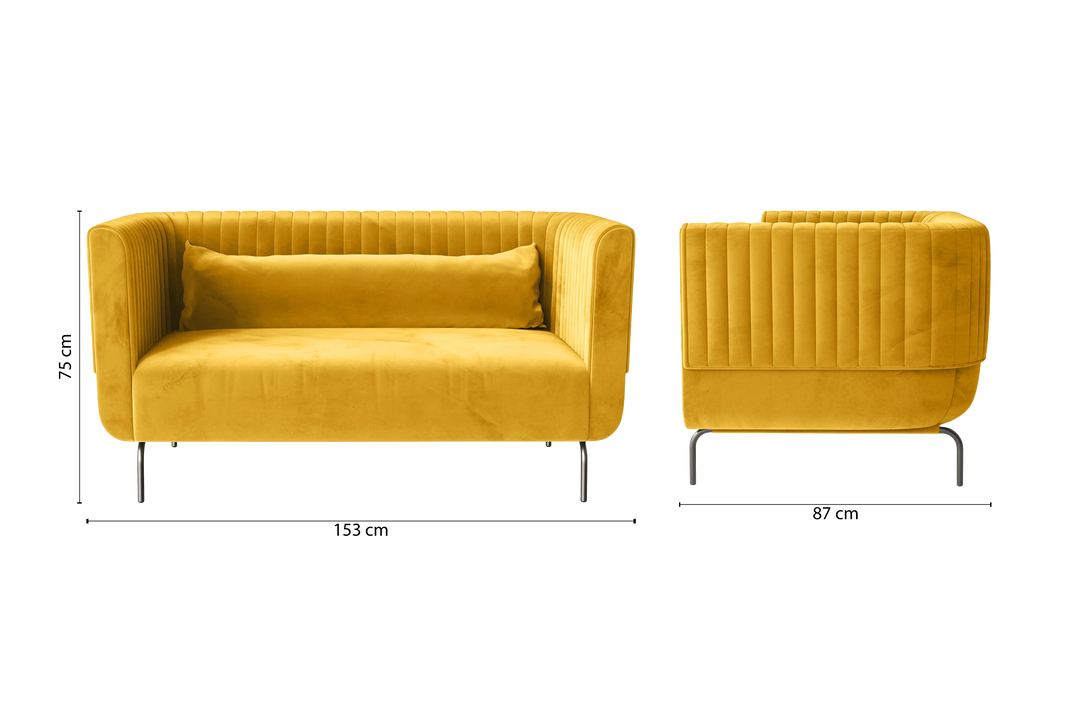 Jackson 2 Seater Sofa Yellow Velvet