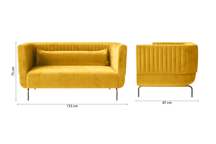 Jackson 2 Seater Sofa Yellow Velvet