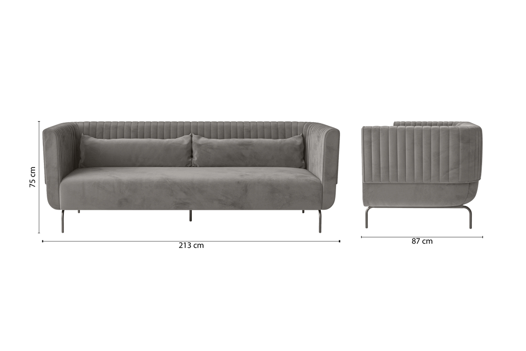 Jackson 3 Seater Sofa Grey Velvet