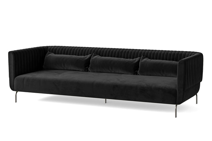 Jackson 4 Seater Sofa Black Velvet