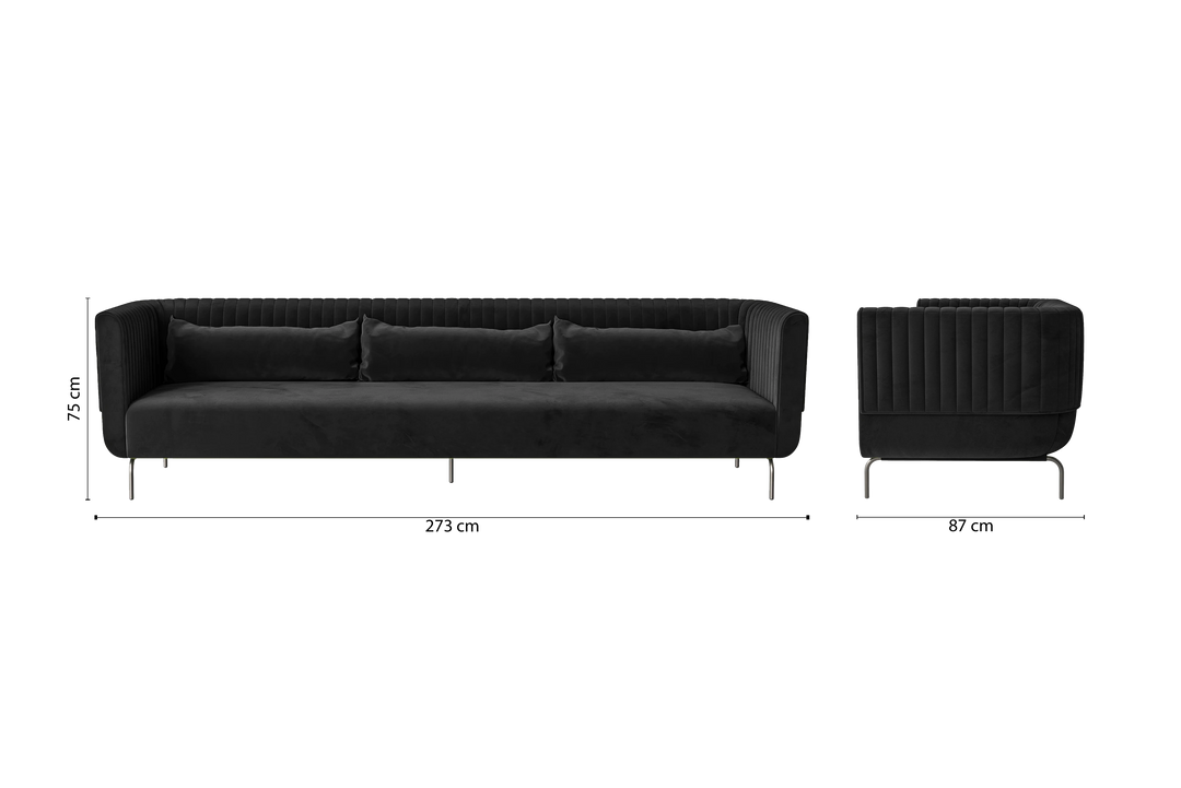 Jackson 4 Seater Sofa Black Velvet