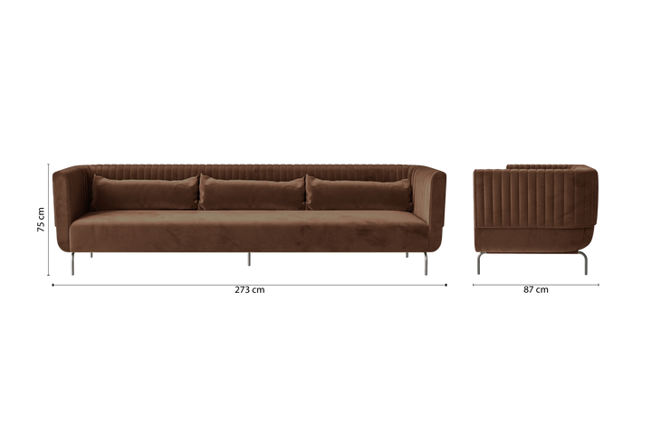 Jackson 4 Seater Sofa Coffee Brown Velvet