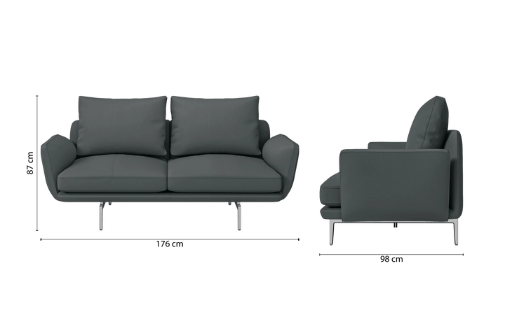 Legnano 2 Seater Sofa Slate Leather