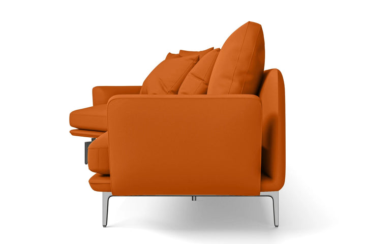 Legnano 4 Seater Left Hand Facing Chaise Lounge Corner Sofa Orange Leather