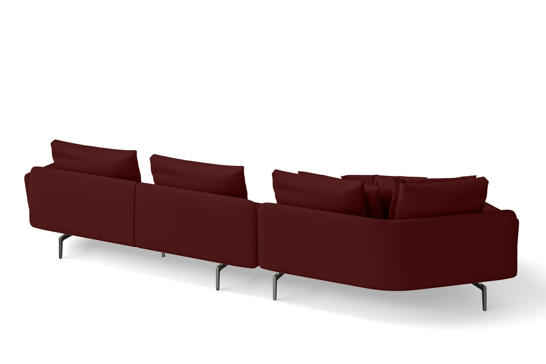 Legnano 4 Seater Left Hand Facing Chaise Lounge Corner Sofa Red Leather